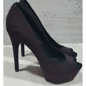 Brian Atwood platform stiletto heels burgundy 8